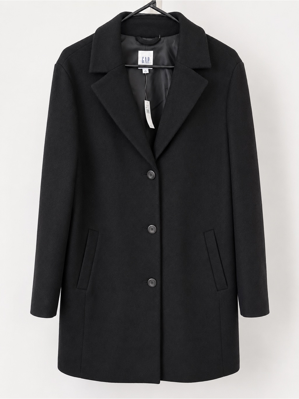 Nwt Gap Black Wool-Blend Single-Breasted Pea Coat